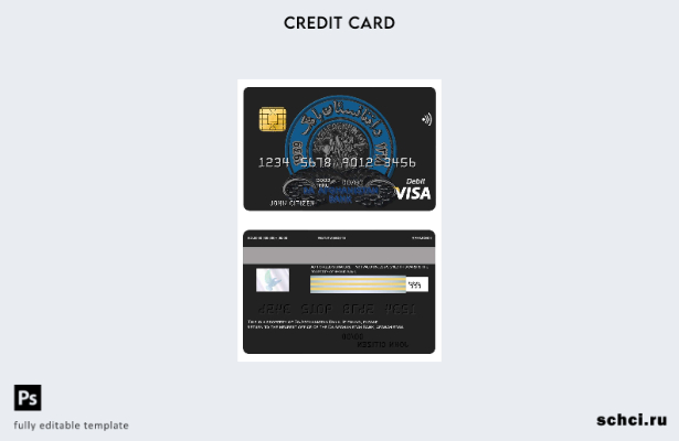 цифровая загрузка шаблона карты Visa для банка Афганистана Da